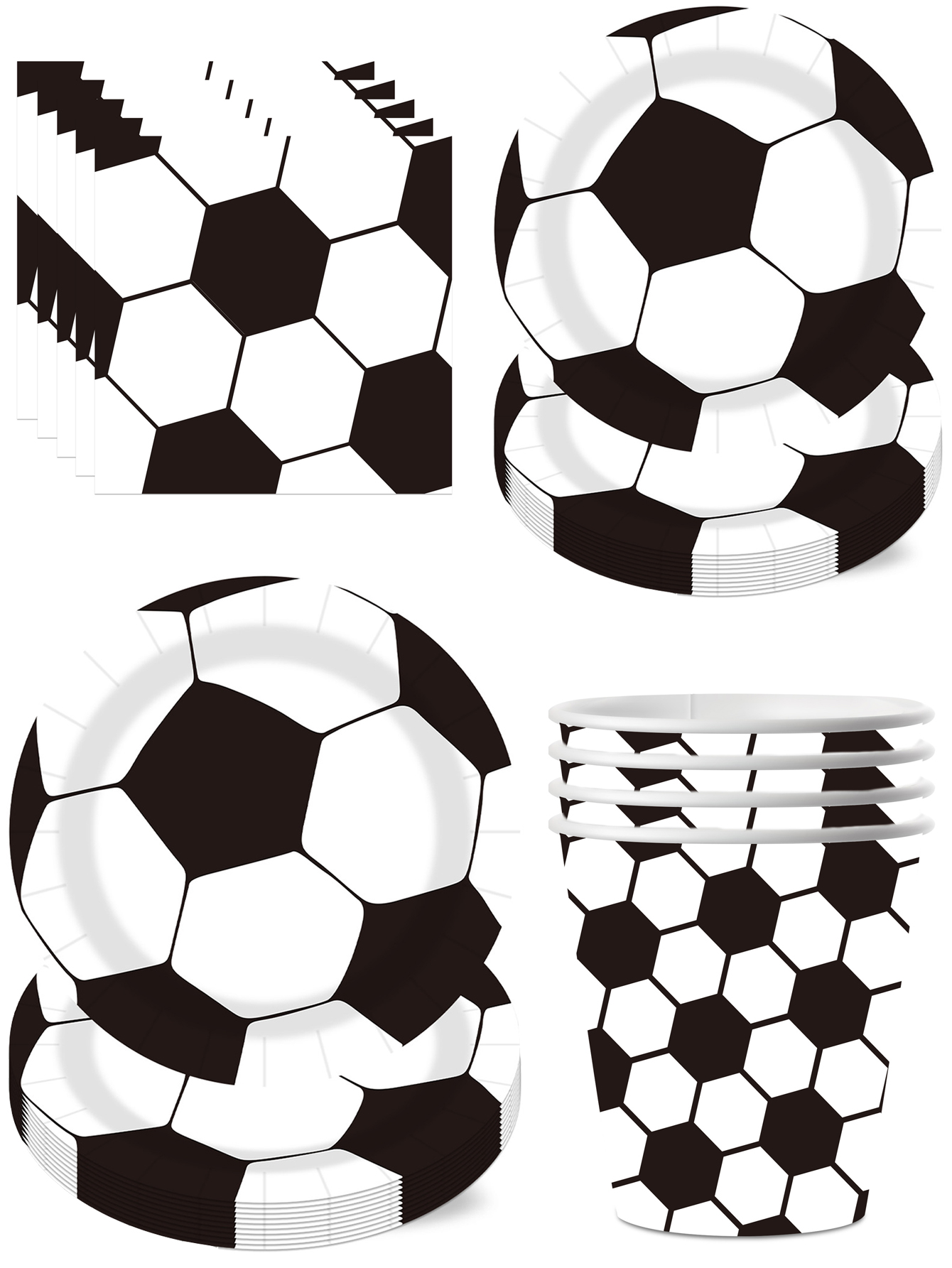 Outdoor Camping Dining Set - Fußball-Themenparty, Speiseteller, Taschentuchbecher, Feiertagsfeier, Feier für