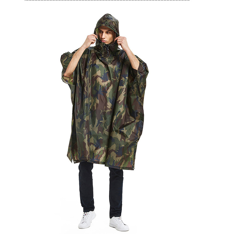 Camping Rain Poncho - 3-in-1-Regenmantel-Rucksack-Regenschutz-Regenmantel-Kapuze Wandern Radfahren Taktischer Poncho Regenmantel