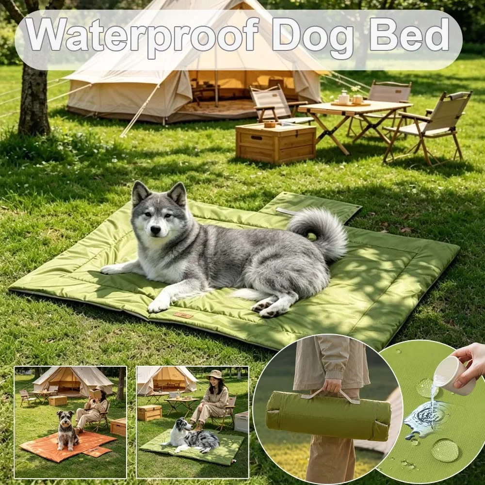 Outdoor Camping Dog Bed - 2026 Langlebige Outdoor-Camping-Haustiermatte Rutschfeste Wasserdichte Faltbare