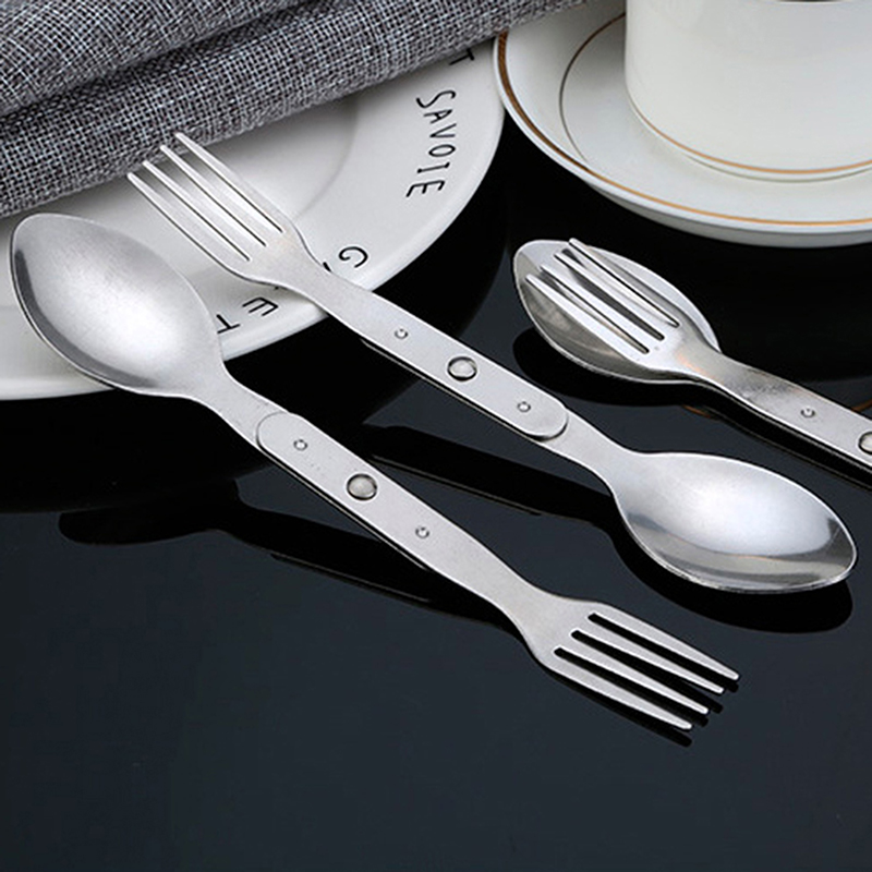 2-in-1-Gabel-Dessertlöffel-Bes – Outdoor Camping Dining Set Bewertung und Preis
